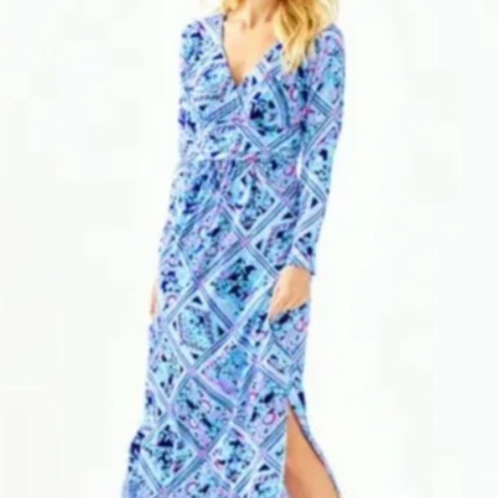 Lily Pulitzer Nichola Long Sleeve Maxi Dress. Size Large. Excellent Condition. - Picture 7 of 10